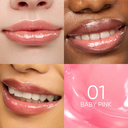 JUXEK Glass Lip Serum with Hyaluronic Acid & Peptide, Hydrating Plumping Lip Treatment for Soft Glossy Lips, Korean Beauty Moisture Balm with Cooling Metal Roller Applicator