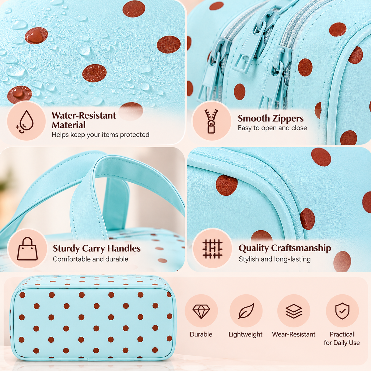 Polka Dot Makeup Organizer Bag