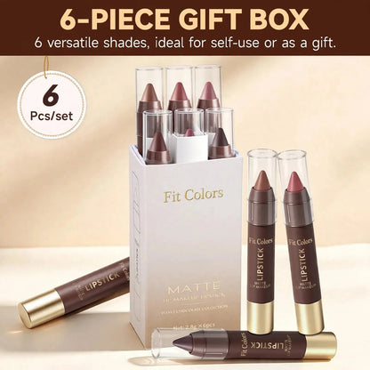 Long-lasting Matte Brown Lipstick - 6 Set