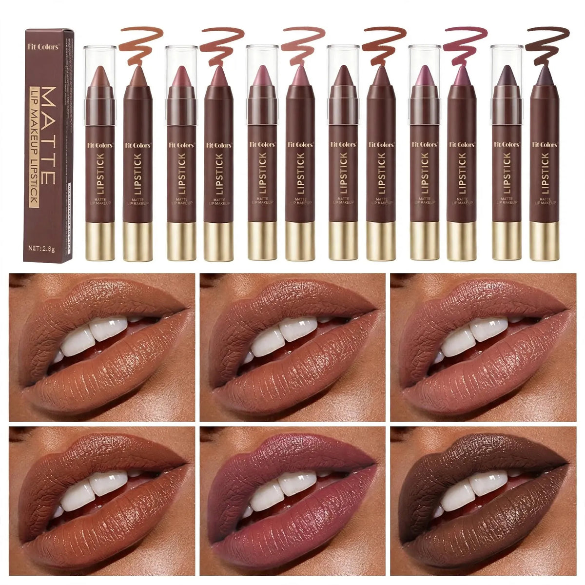 Long-lasting Matte Brown Lipstick - 6 Set