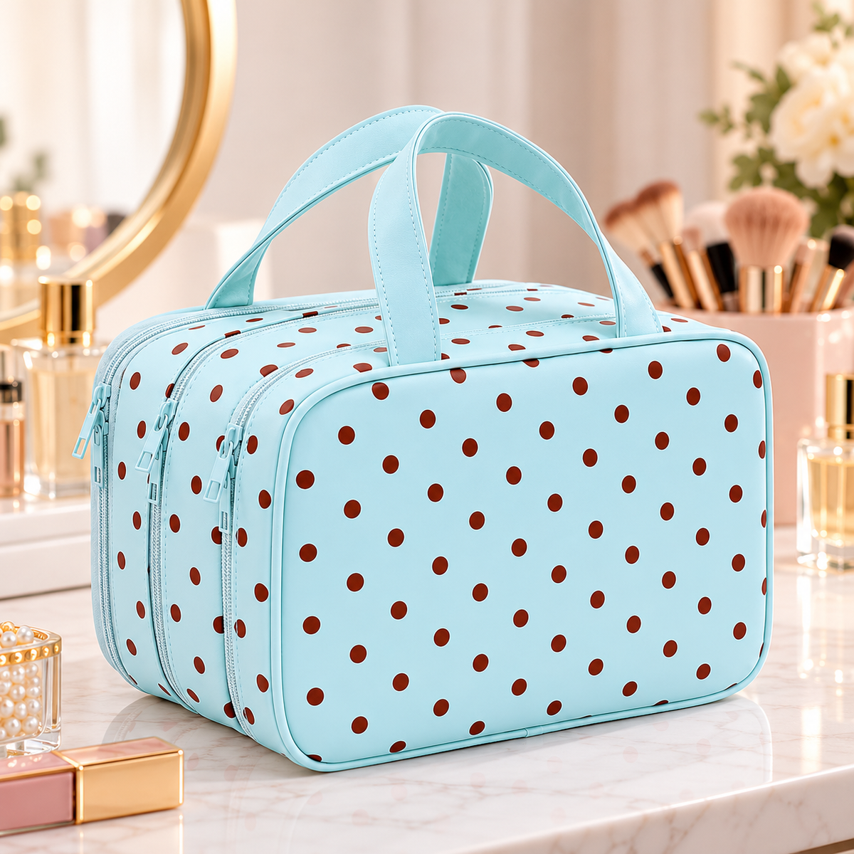 Polka Dot Makeup Organizer Bag