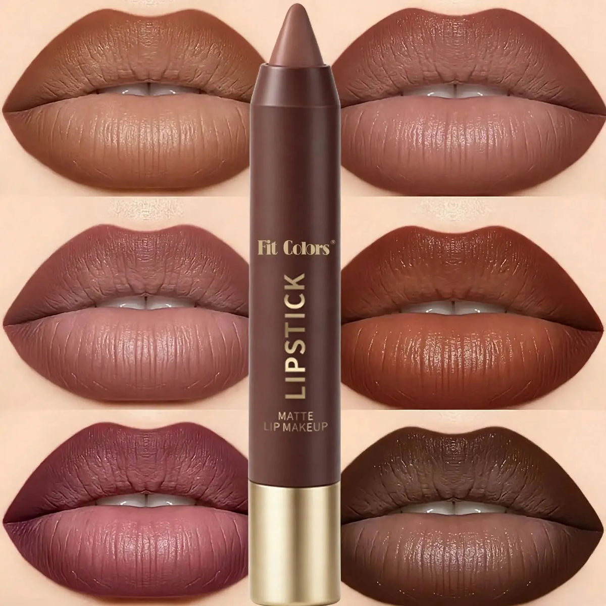 Long-lasting Matte Brown Lipstick - 6 Set