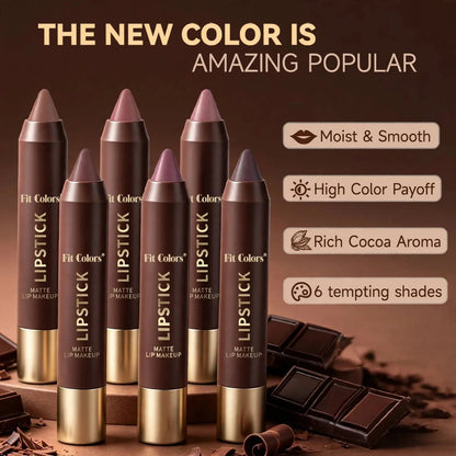 Long-lasting Matte Brown Lipstick - 6 Set