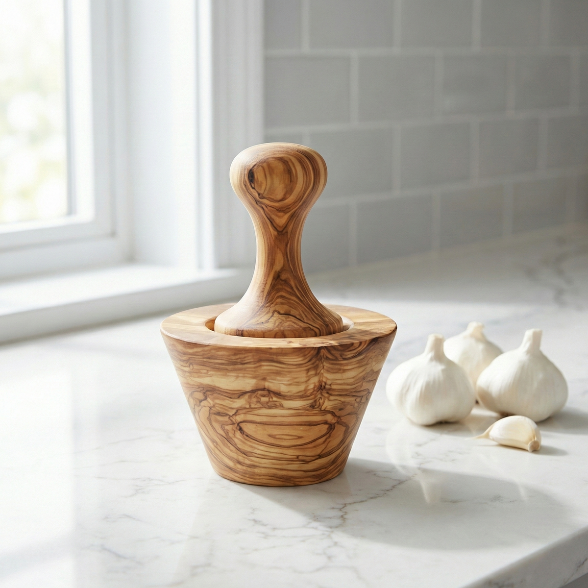 Garlic Crusher (Olive wood)