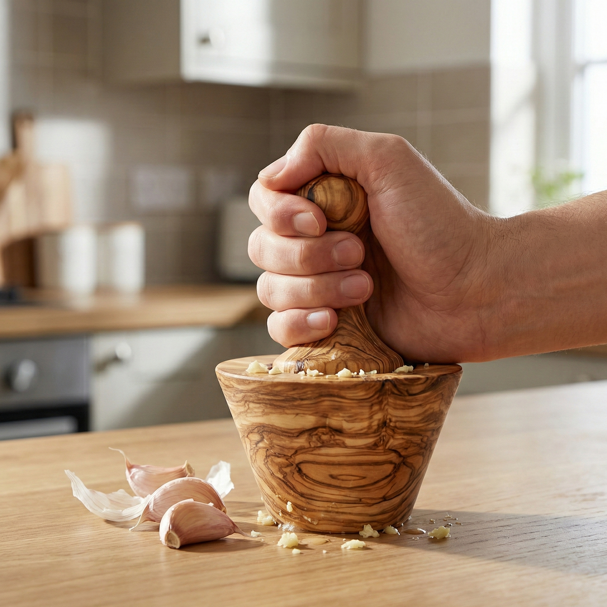 Garlic Crusher (Olive wood)